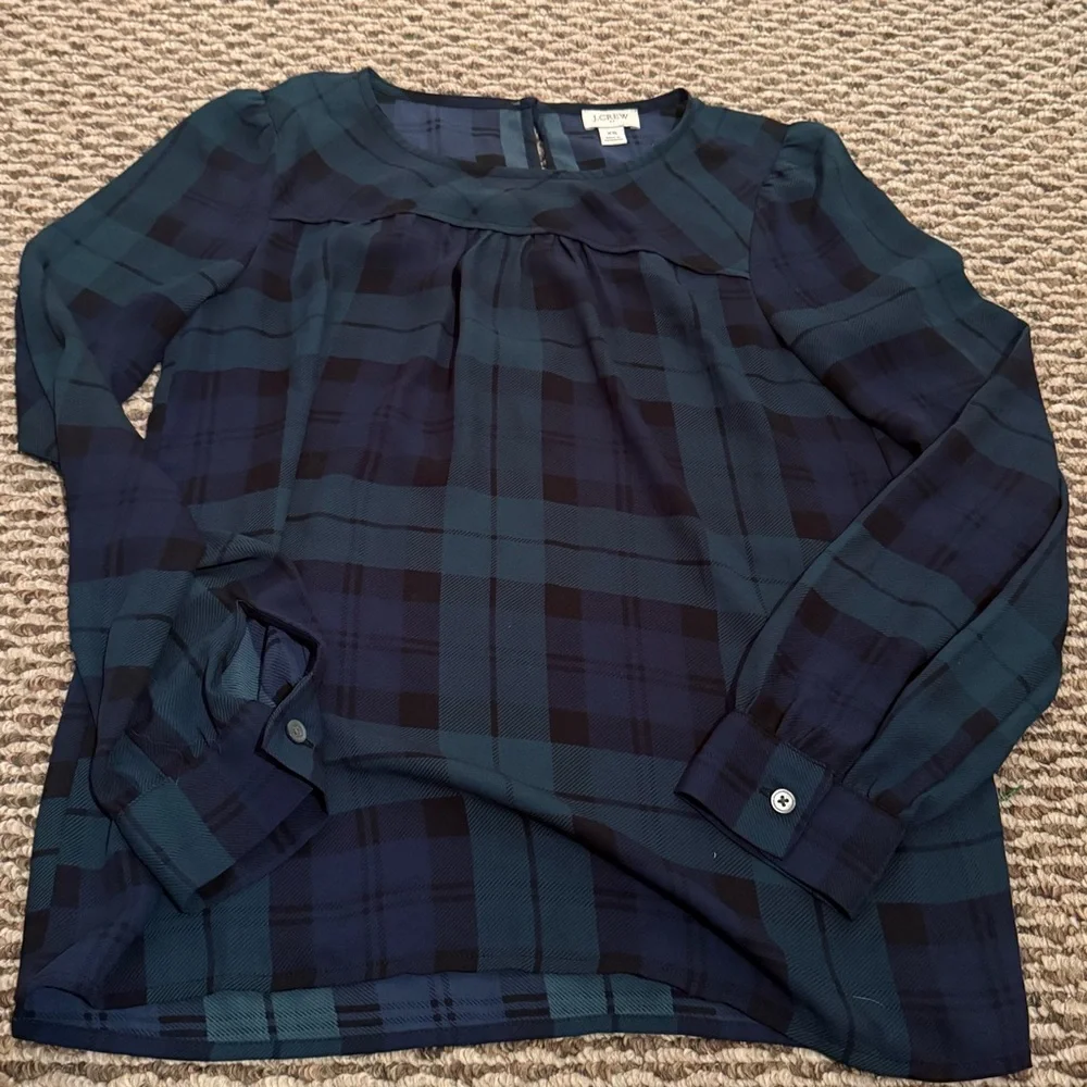 J. Crew Women's Plaid Blouse in Blue and Green